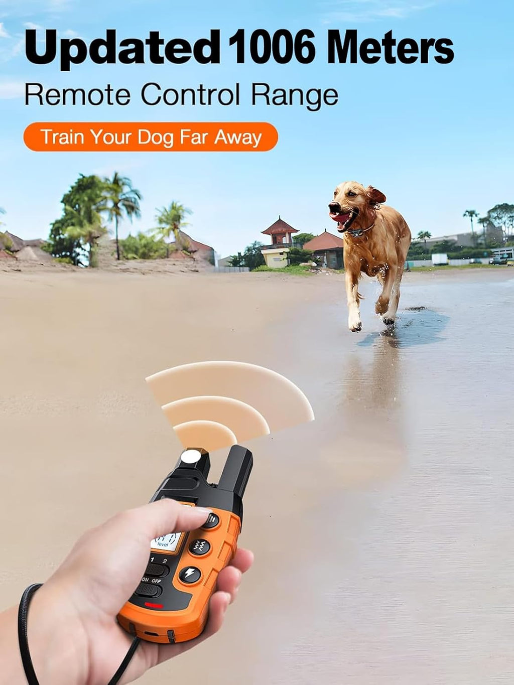 Dog Shock Collar - Dog Training Bark Collar with Remote for 2-55kg Small Medium Large Dogs Rechargeable Waterproof e Collar with Beep (1-8), Vibration(1-16), Safe Shock(1-99) (Orange)