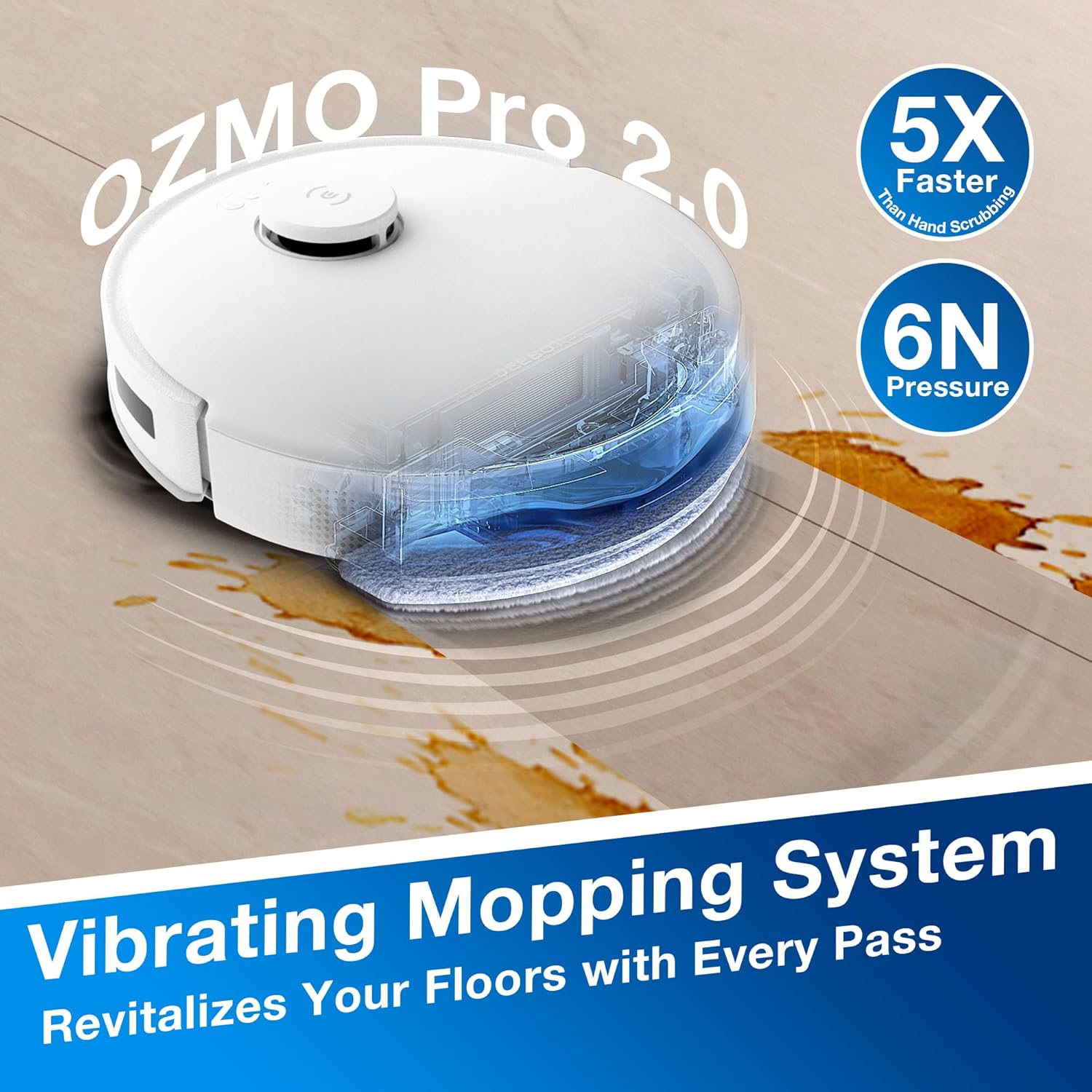 ECOVACS DEEBOT N20 Plus Robot Vacuum Cleaner and Mop,8000Pa Strong Suction,7-Week Dust Storage,Bagless Dust Bin,PureCyclone Tech,ZeroTangle Brush,300 Minutes Runtime