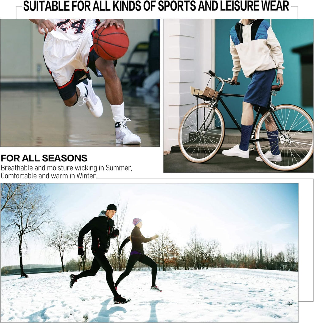 CLOSEMATE Mens Athletic Cushioned Crew Socks 6 Pairs Cotton Breathable for Work Training Sports