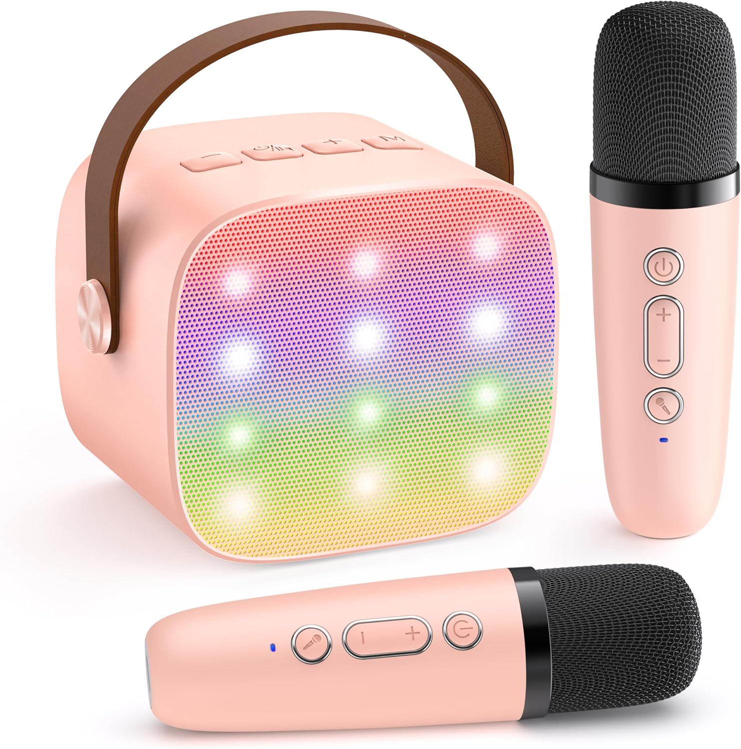 YLL Mini Karaoke Machine for Kids Adults, Portable Bluetooth Speaker with 2 Wireless Microphones,Toys Birthday Gifts for Girls Ages 4, 5, 6, 7, 8, 9, 10, 11, 12+ Years Old Toddler Teens (Pink)