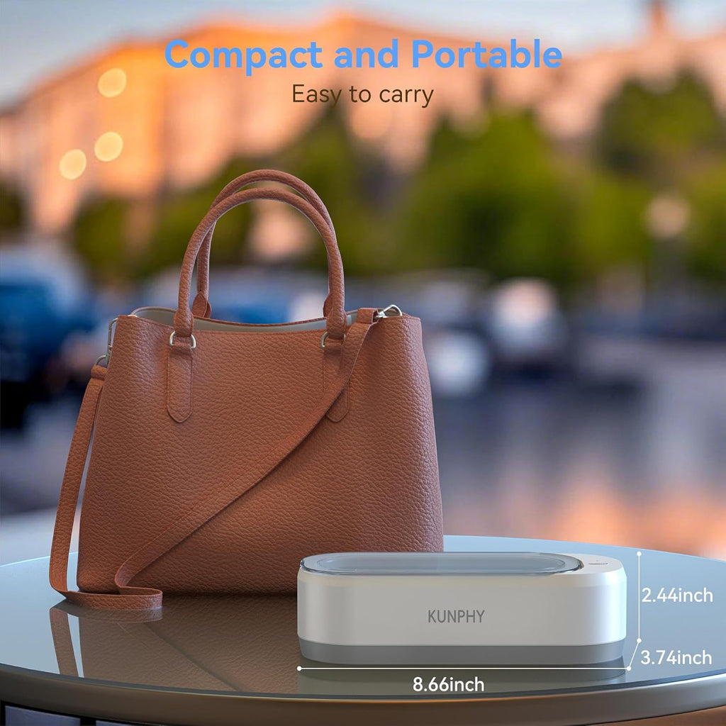 KUNPHY Ultrasonic Jewelry Cleaner, Jewellry Cleaner Machine 350ml 46KHz, Professional Sonic Cleaner with One-Touch Operation, Ultrasonic Cleaner for Rings, Glasses, Jewelry, Dentures