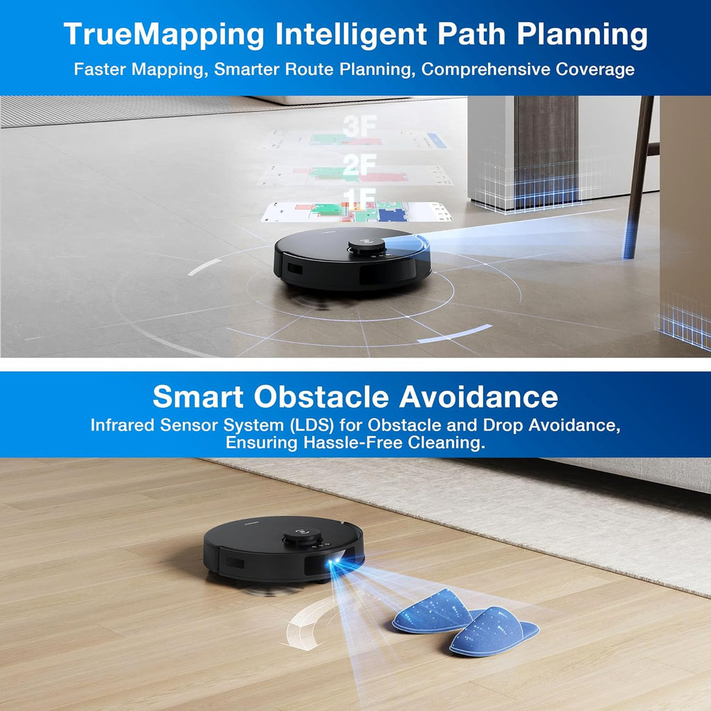 ECOVACS DEEBOT N20 Plus Robot Vacuum Cleaner and Mop,8000Pa Strong Suction,7-Week Dust Storage,Bagless Dust Bin,PureCyclone Tech,ZeroTangle Brush,300 Minutes Runtime