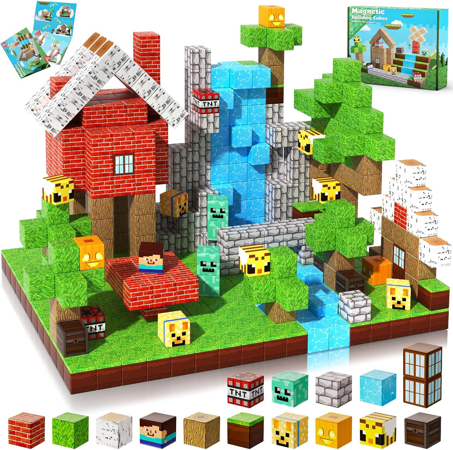 Magnetic Blocks-100PCS Magnetic Building Blocks, Tiles Kids Build Cubes 2024 Upgraded STEM Game Toys, Christmas Birthday Gifts for Boys & Girls Ages 3+
