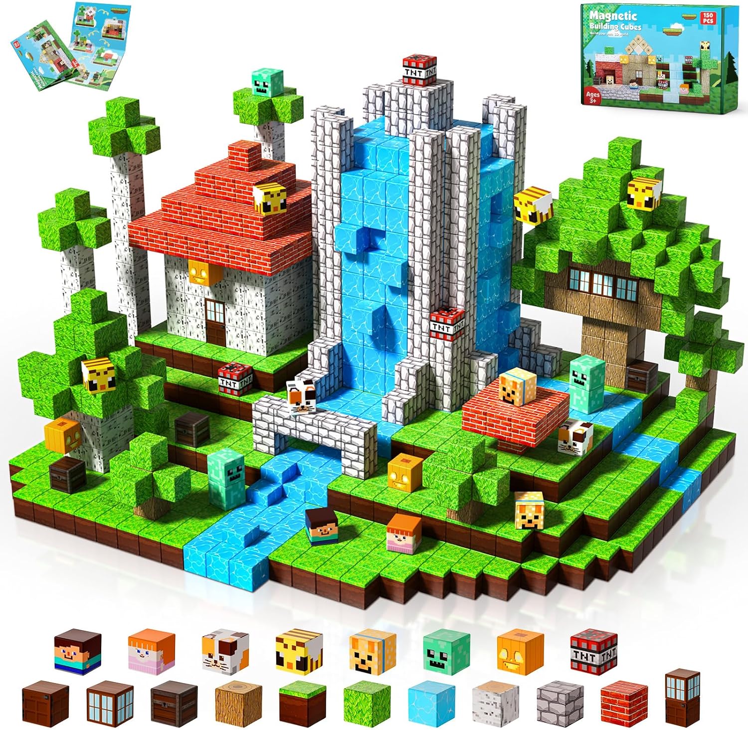 Magnetic Blocks-100PCS Magnetic Building Blocks, Tiles Kids Build Cubes 2024 Upgraded STEM Game Toys, Christmas Birthday Gifts for Boys & Girls Ages 3+