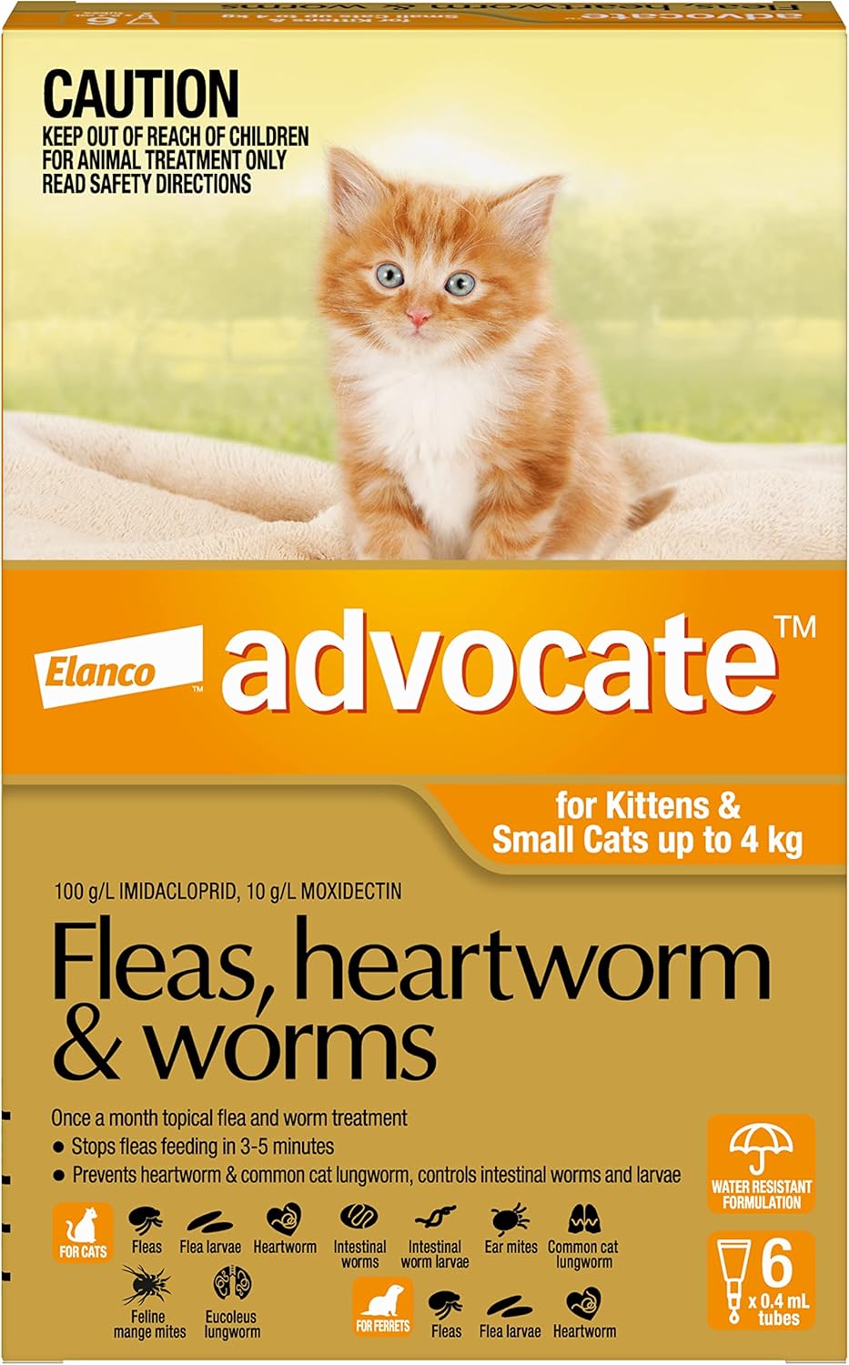 Advocate Cat, Monthly Spot-On Protection from Fleas, Heartworm and Worms, Three Pack Flea Treatment for Kittens & Small Cats up to 4 kg, 3 Pack