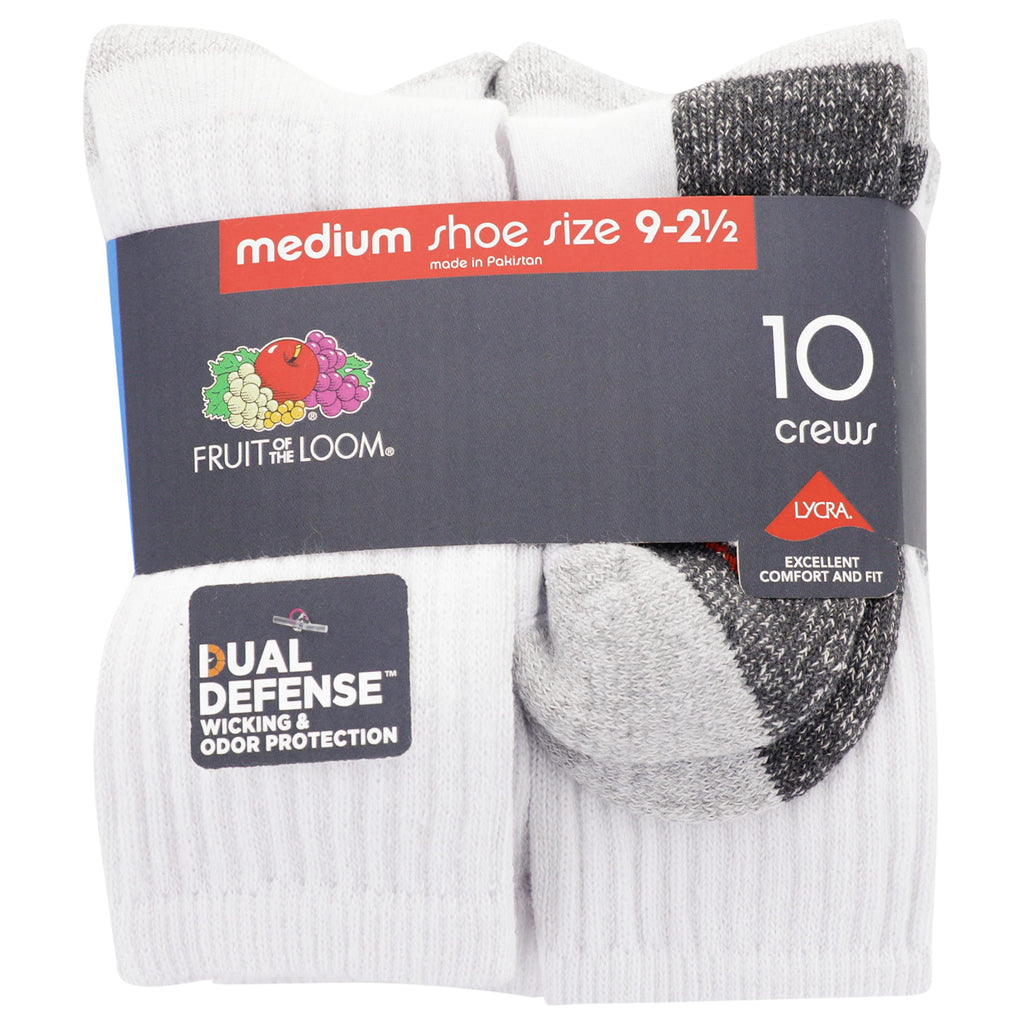 Fruit of the Loom Boys' Dual Defense Crew Socks (10 Pack)