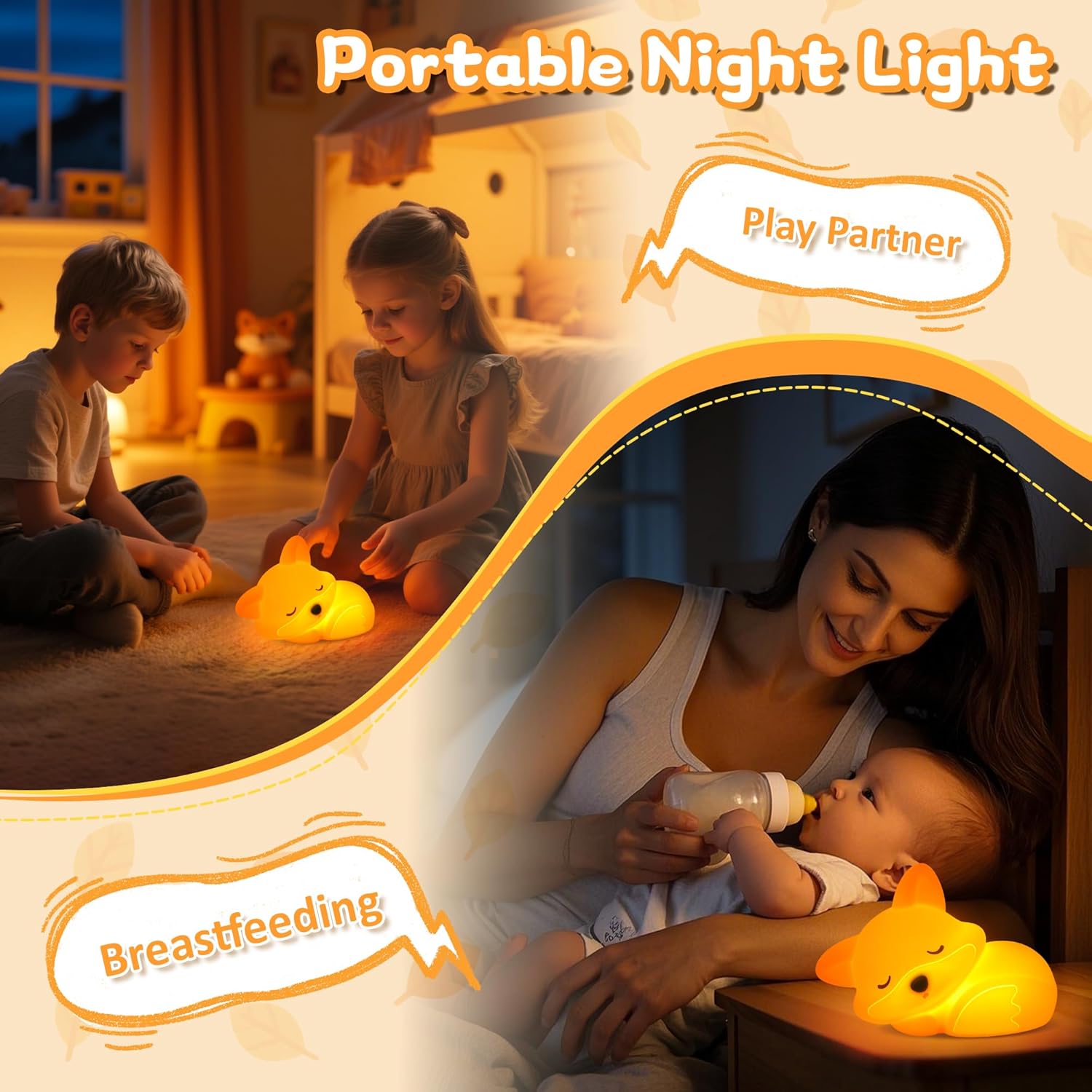 FULLOSUN Capybara Night Light, Cute Animal Soft Silicone LED Touch Lamp with Dimmable and Timer, Portable Rechargeable Toddler Bedroom Bedside Table Decor, Birthday Xmas Gifts for Kid Baby Boy Girl