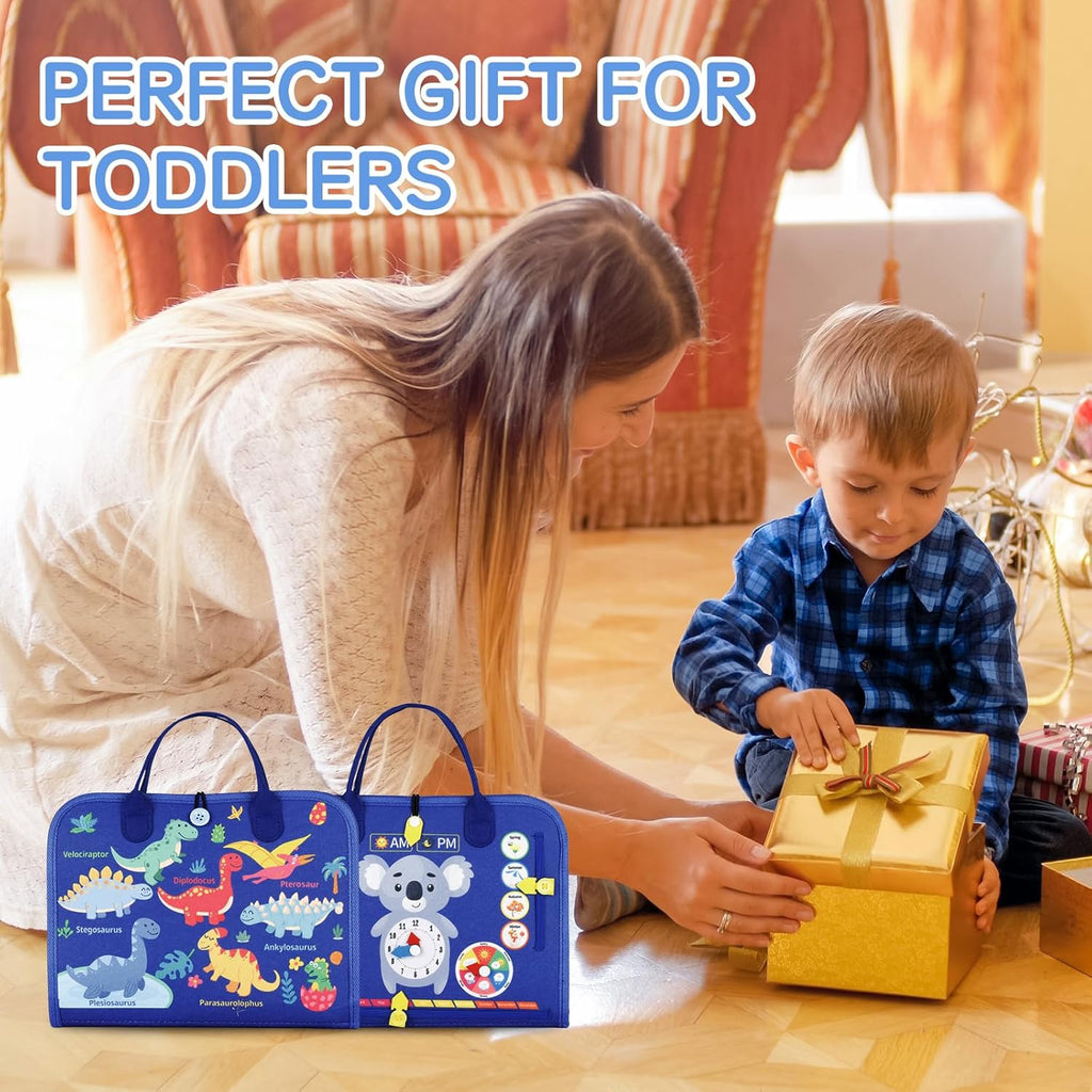 UltraCozy Busy Board, Montessori Toys for Toddlers, Toddler Sensory Toys Preschool Educational Busy Book Travel for Toddlers 3 4 5 Year Old Girls Boys Plane Car Activities Baby Quiet Book (Blue)