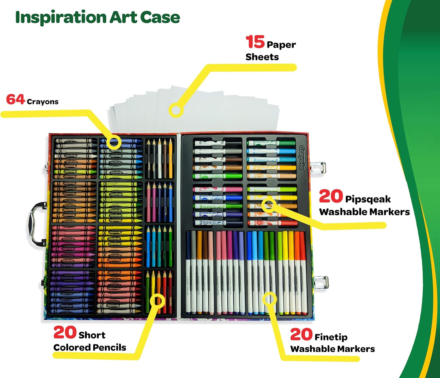 CRAYOLA 04 1999 Inspiration Art Case: 140 Pieces, Deluxe Set with Crayons, Pencils, Markers and Paper in a Portable Storage Case, Great Boys and Girls, Our Art & Craft Colouring Set