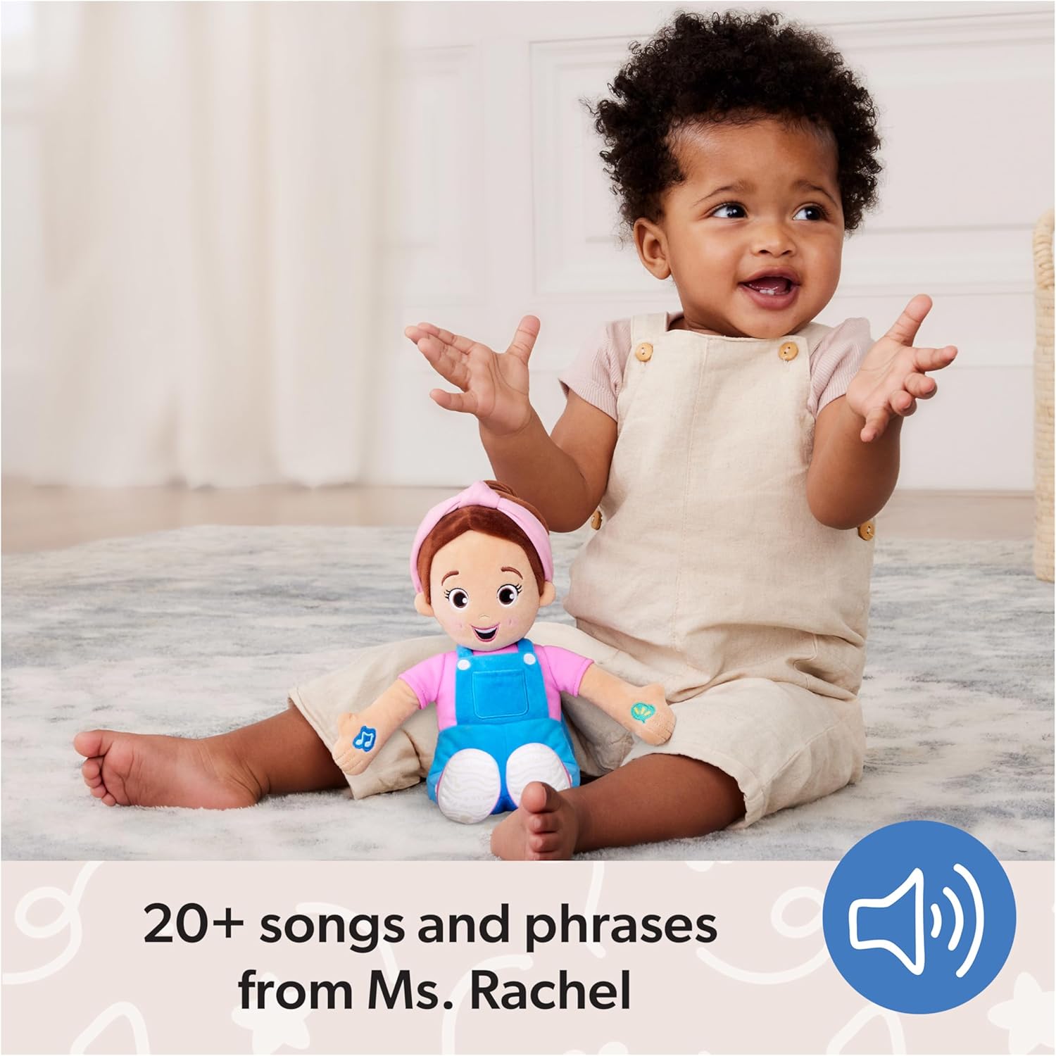 MS RACHEL Interactive Speak & Sing Doll, 6 Months+, Electronic Learning Toy, Touch-Activated, Speech Development, 35cm Height, 392g