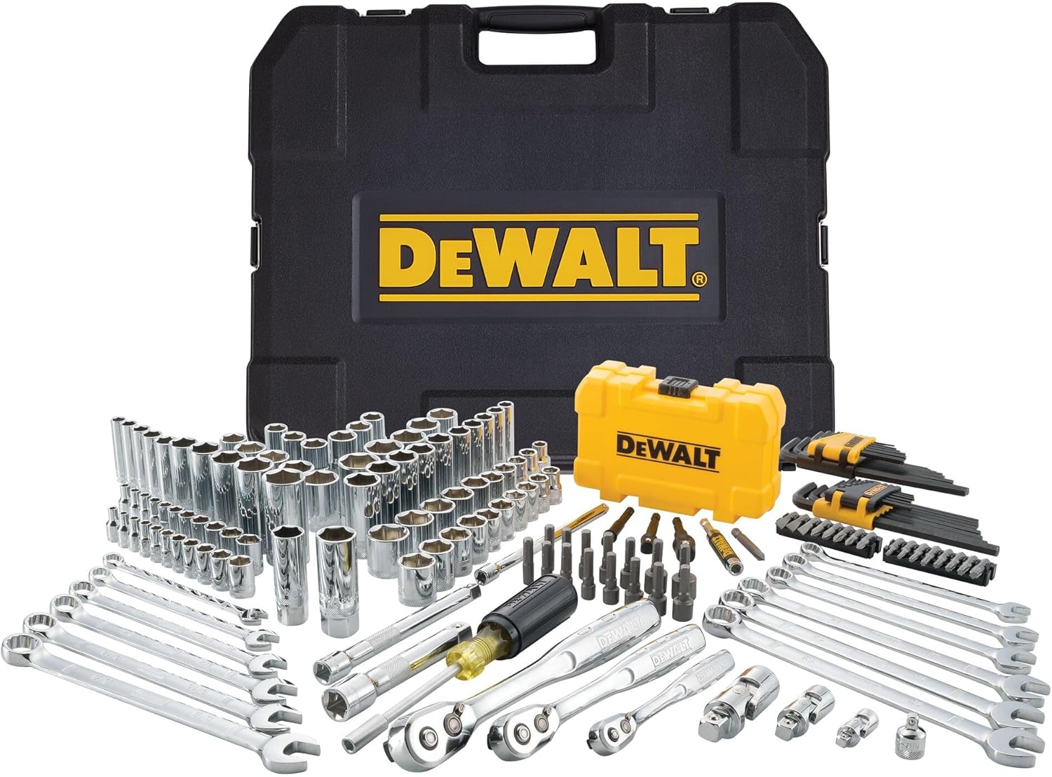 DEWALT Mechanics Tools Kit and Socket Set, 1/4" & 3/8" Drive, SAE, 108-Piece (DWMT73801)