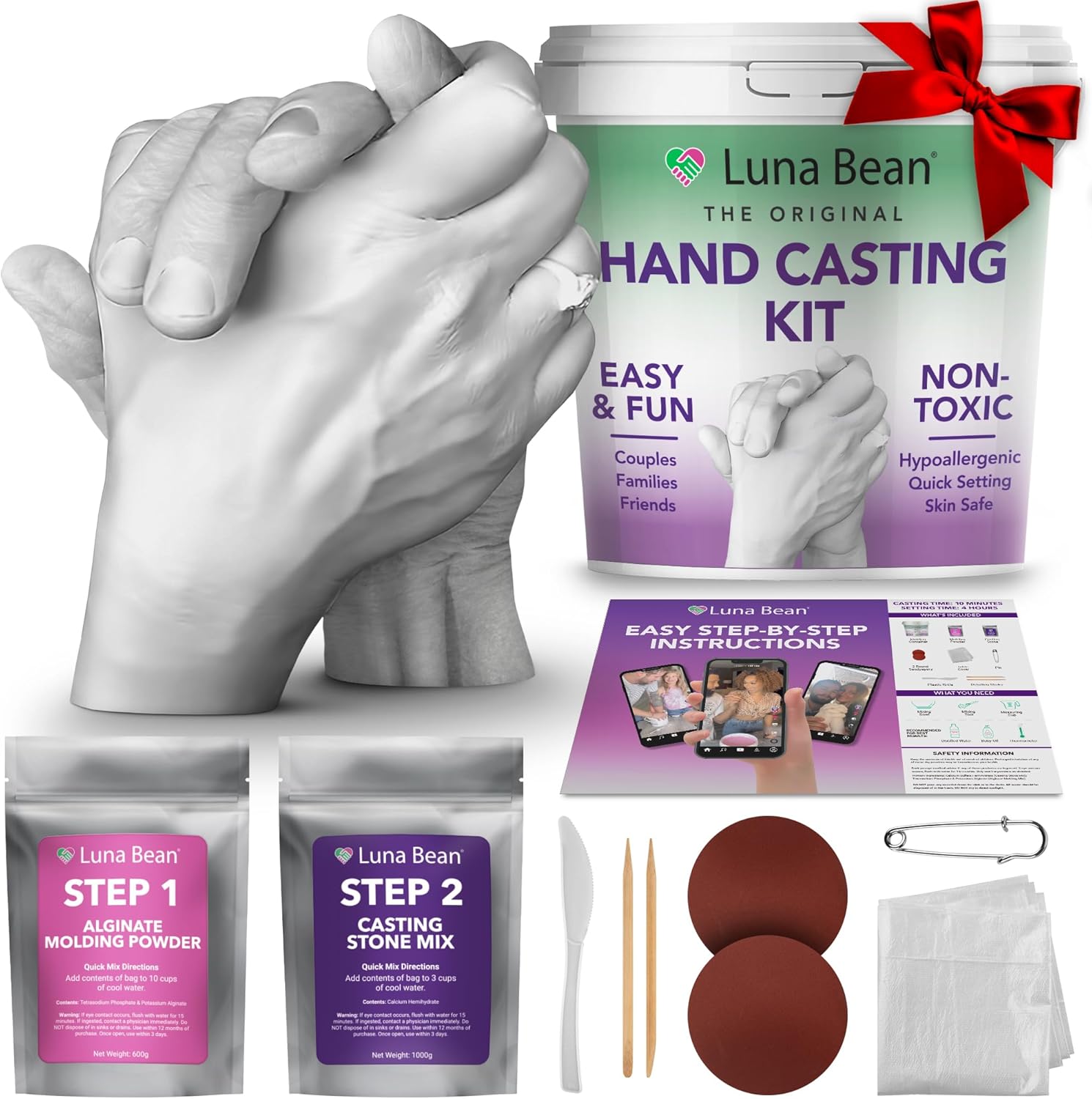 Luna Bean Keepsake Hands DIY Plaster Statue Molding & Casting Kit