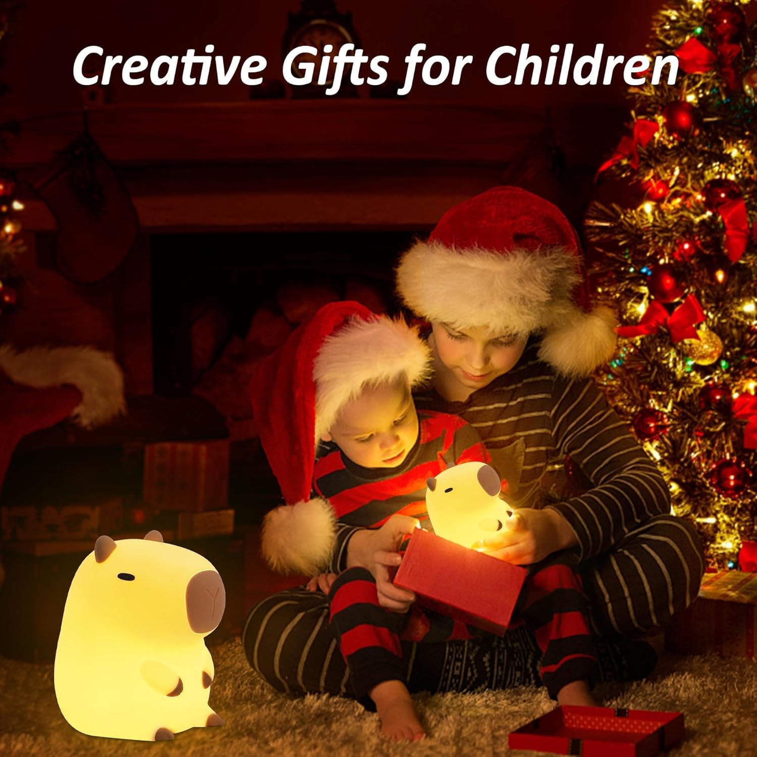 FULLOSUN Capybara Night Light, Cute Animal Soft Silicone LED Touch Lamp with Dimmable and Timer, Portable Rechargeable Toddler Bedroom Bedside Table Decor, Birthday Xmas Gifts for Kid Baby Boy Girl