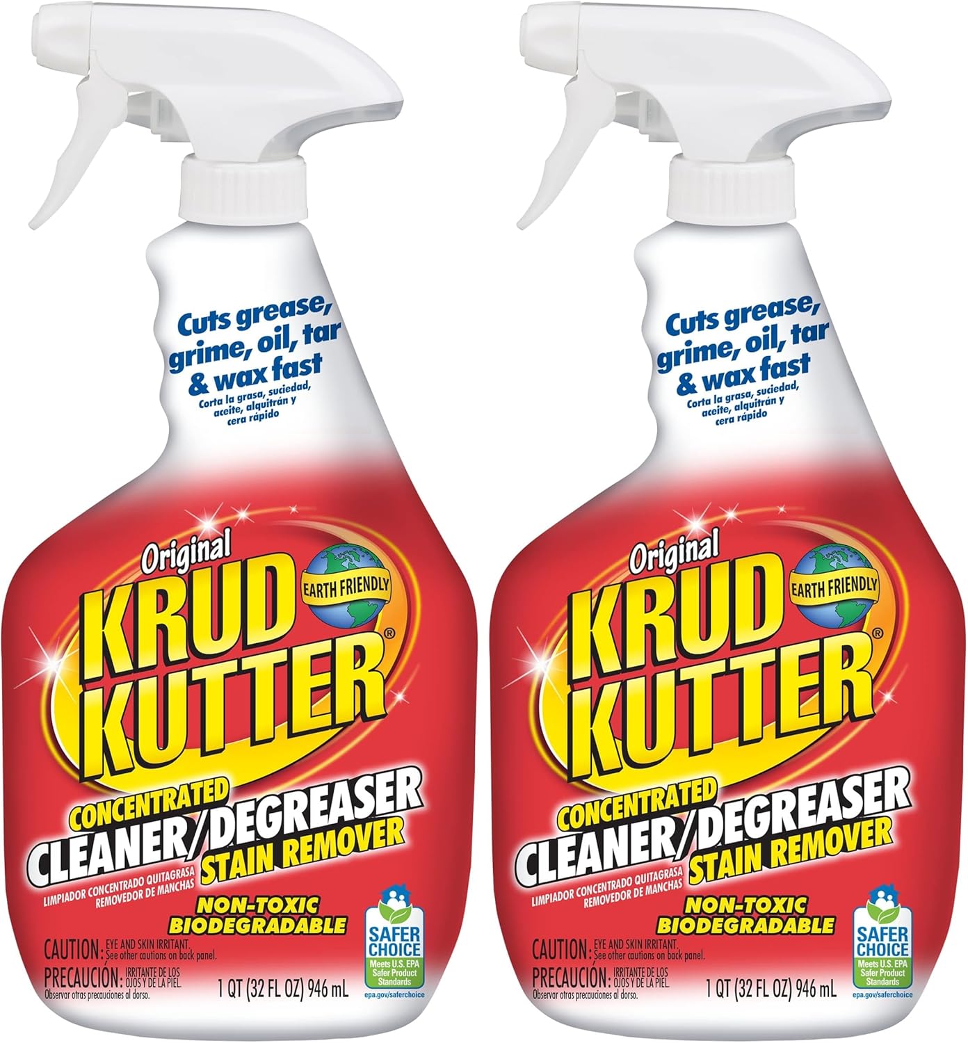 Krud Kutter Original Cleaner & Degreaser – All-Purpose, Biodegradable Stain Remover for Grease, Grime, Paint, & Tar, Safe for Use on Appliances, Walls, Upholstery & More, 3.78 Litre
