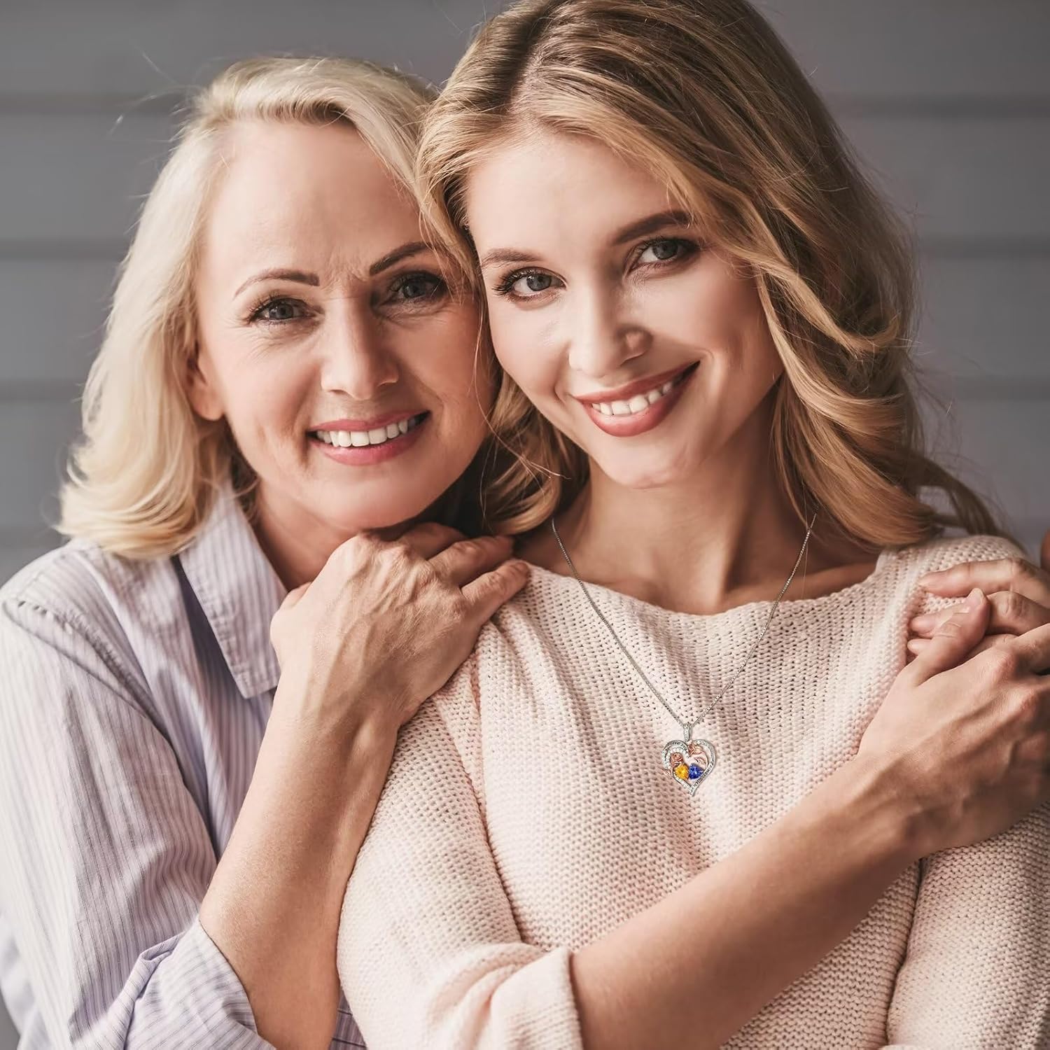 Iefil Christmas Gifts for Women Wife - 925 Sterling Silver Rose Heart Birthstone Necklace Birthday Anniversary Jewelry Gifts for Her Wife Mom Daughter