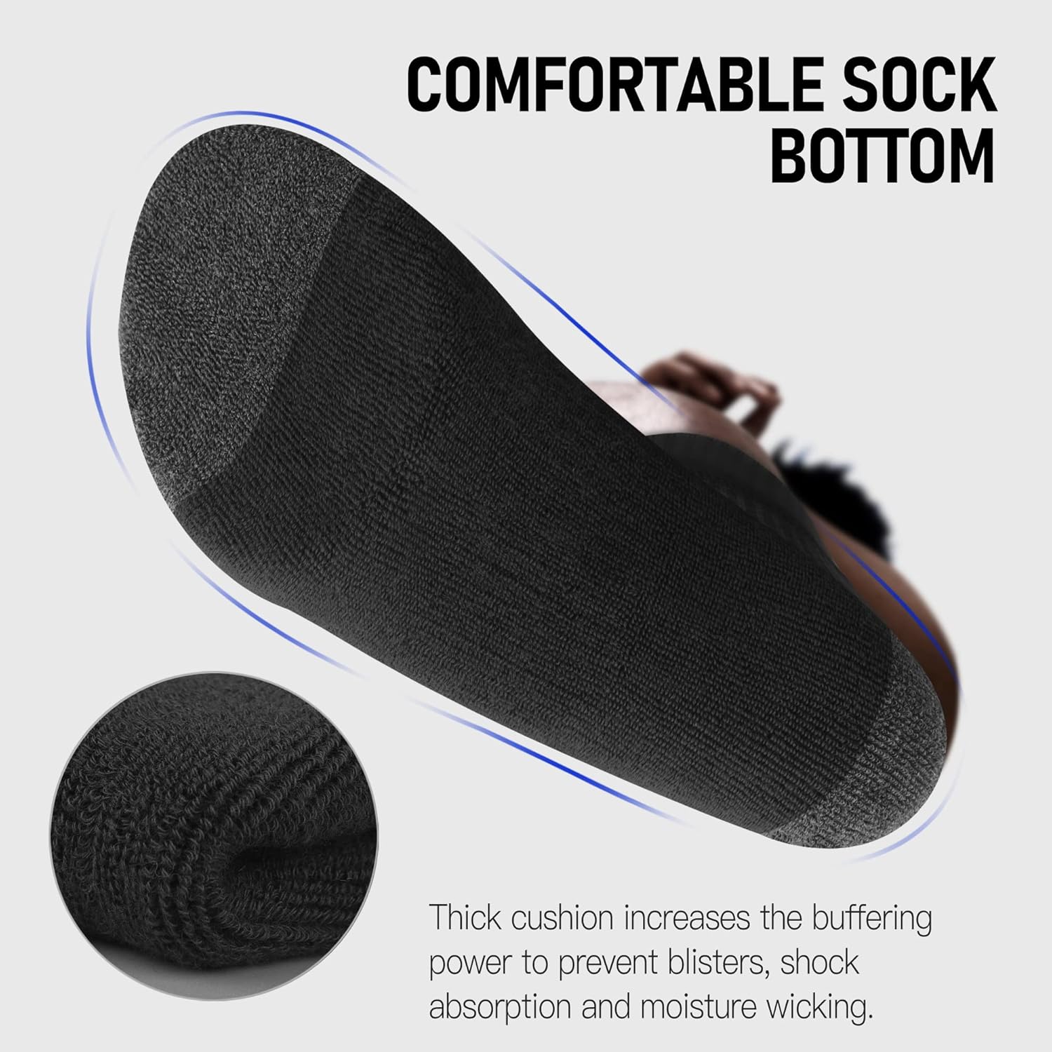 CLOSEMATE Mens Athletic Cushioned Crew Socks 6 Pairs Cotton Breathable for Work Training Sports