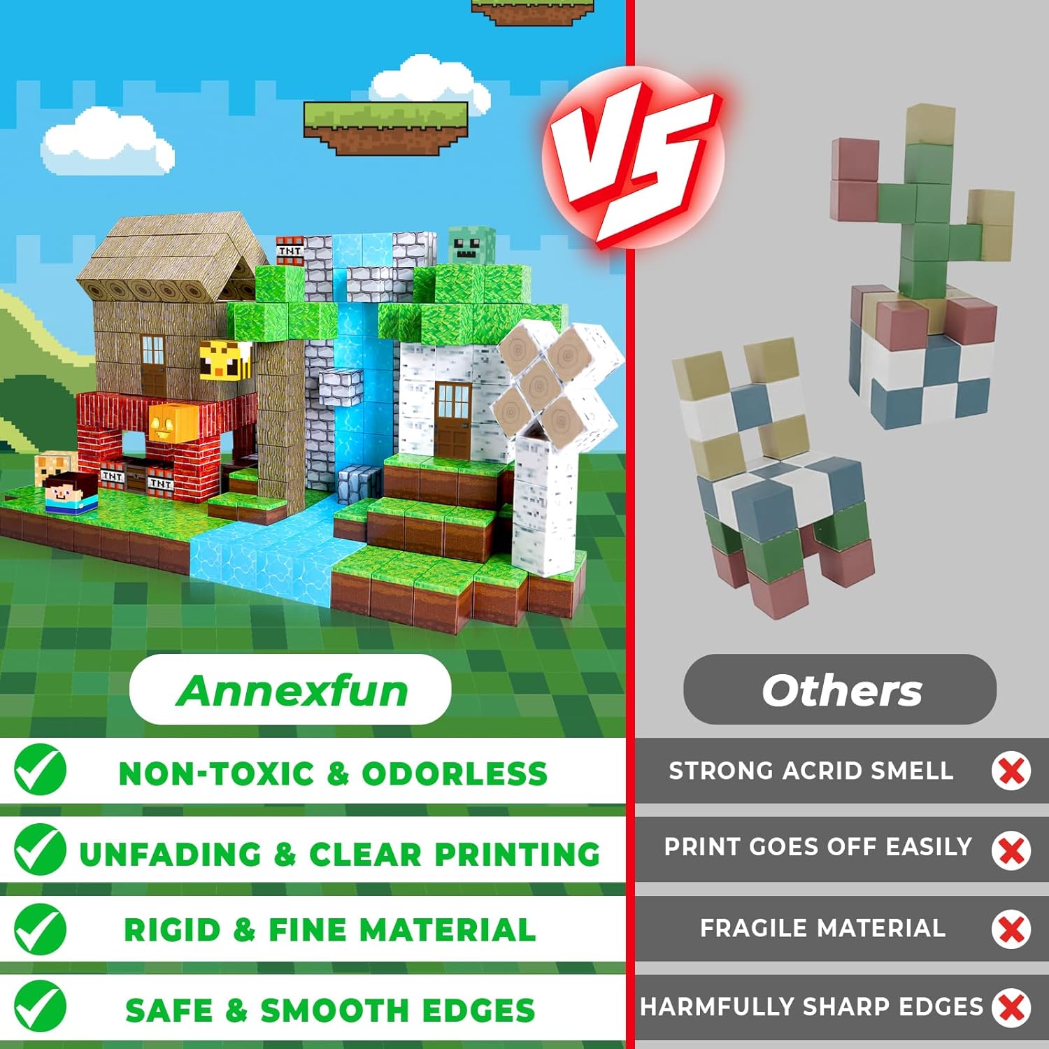 Magnetic Blocks-100PCS Magnetic Building Blocks, Tiles Kids Build Cubes 2024 Upgraded STEM Game Toys, Christmas Birthday Gifts for Boys & Girls Ages 3+