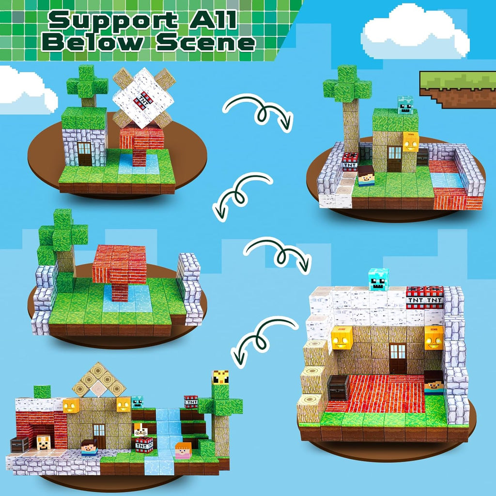 Magnetic Blocks-100PCS Magnetic Building Blocks, Tiles Kids Build Cubes 2024 Upgraded STEM Game Toys, Christmas Birthday Gifts for Boys & Girls Ages 3+