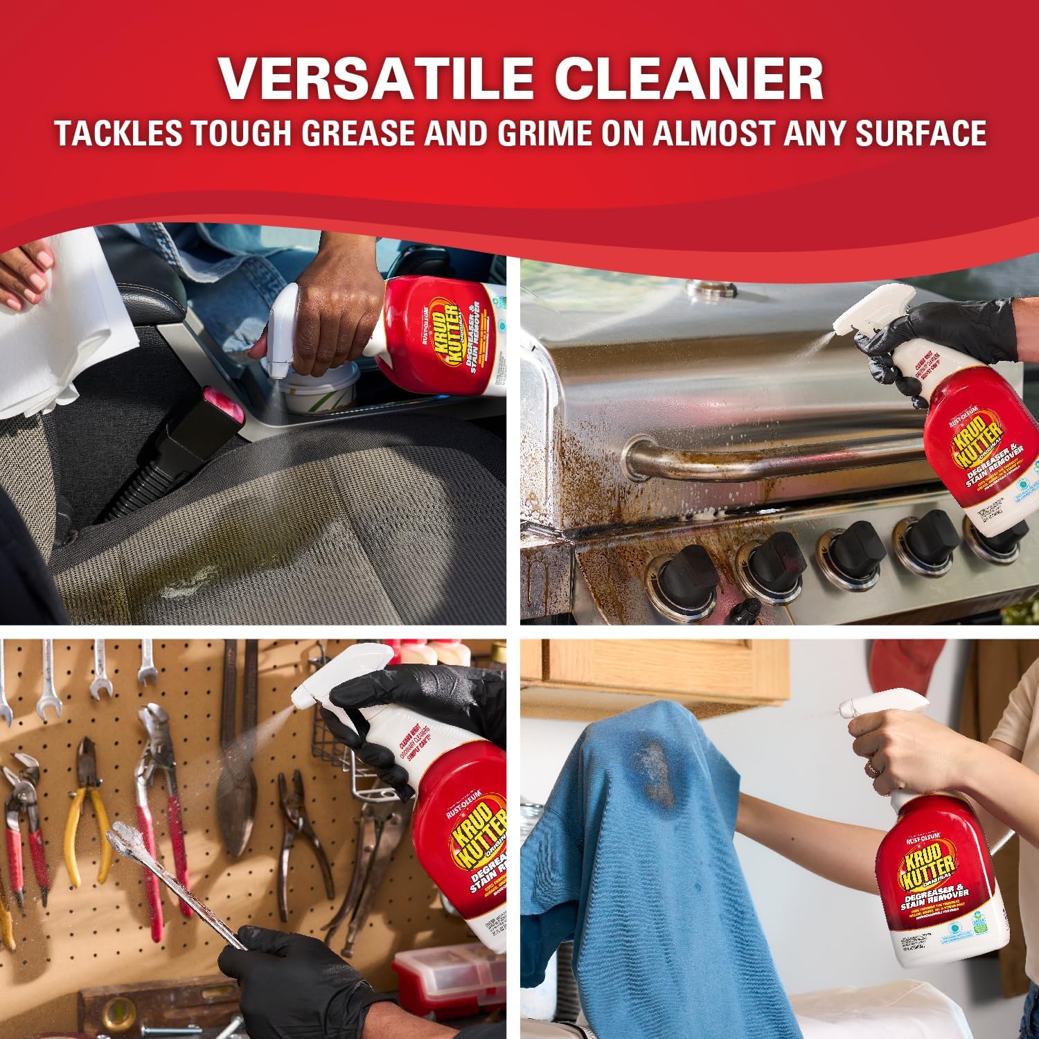 Krud Kutter Original Cleaner & Degreaser – All-Purpose, Biodegradable Stain Remover for Grease, Grime, Paint, & Tar, Safe for Use on Appliances, Walls, Upholstery & More, 3.78 Litre