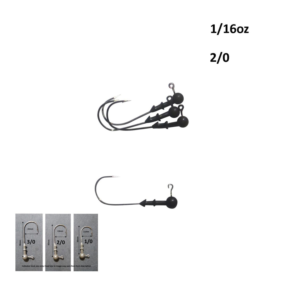 Vike 1/16 oz Round Jig Head with a Size 2/0 Hook Tungsten, 4 pack-1