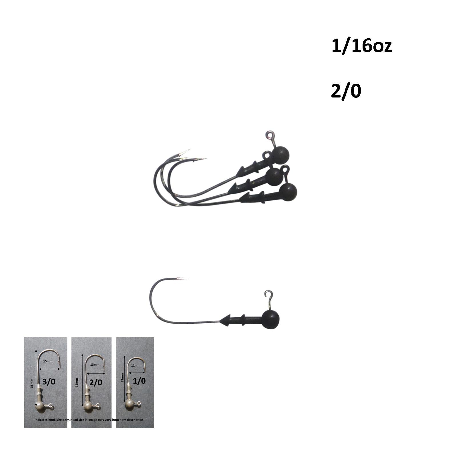 Vike 1/16 oz Round Jig Head with a Size 2/0 Hook Tungsten, 4 pack-1