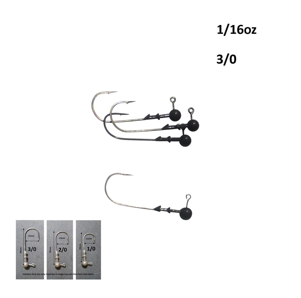 Vike 1/16 oz Round Jig Head with a Size 3/0 Hook Tungsten, 4 pack-1