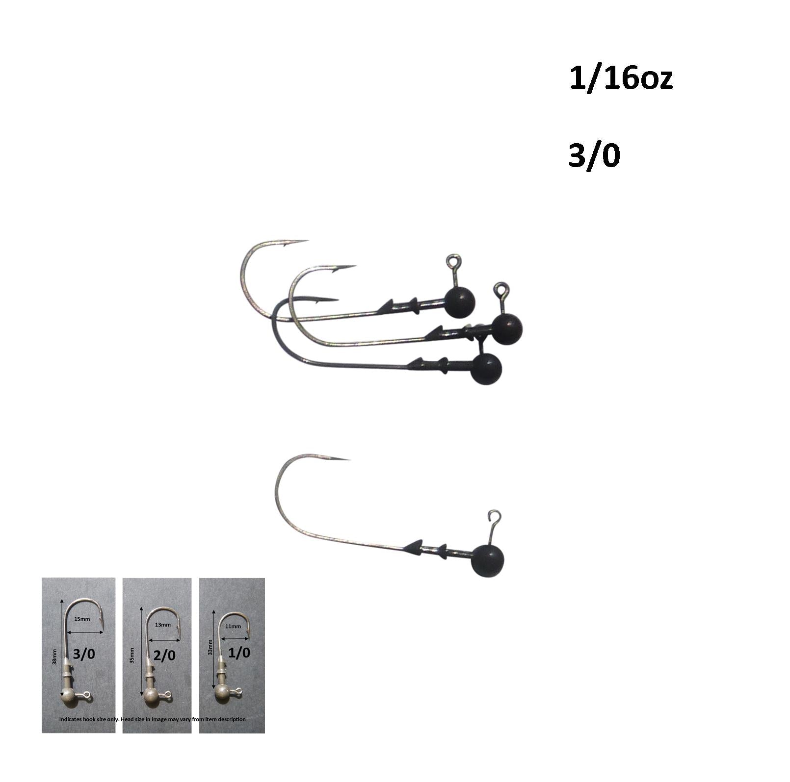 Vike 1/16 oz Round Jig Head with a Size 3/0 Hook Tungsten, 4 pack-1