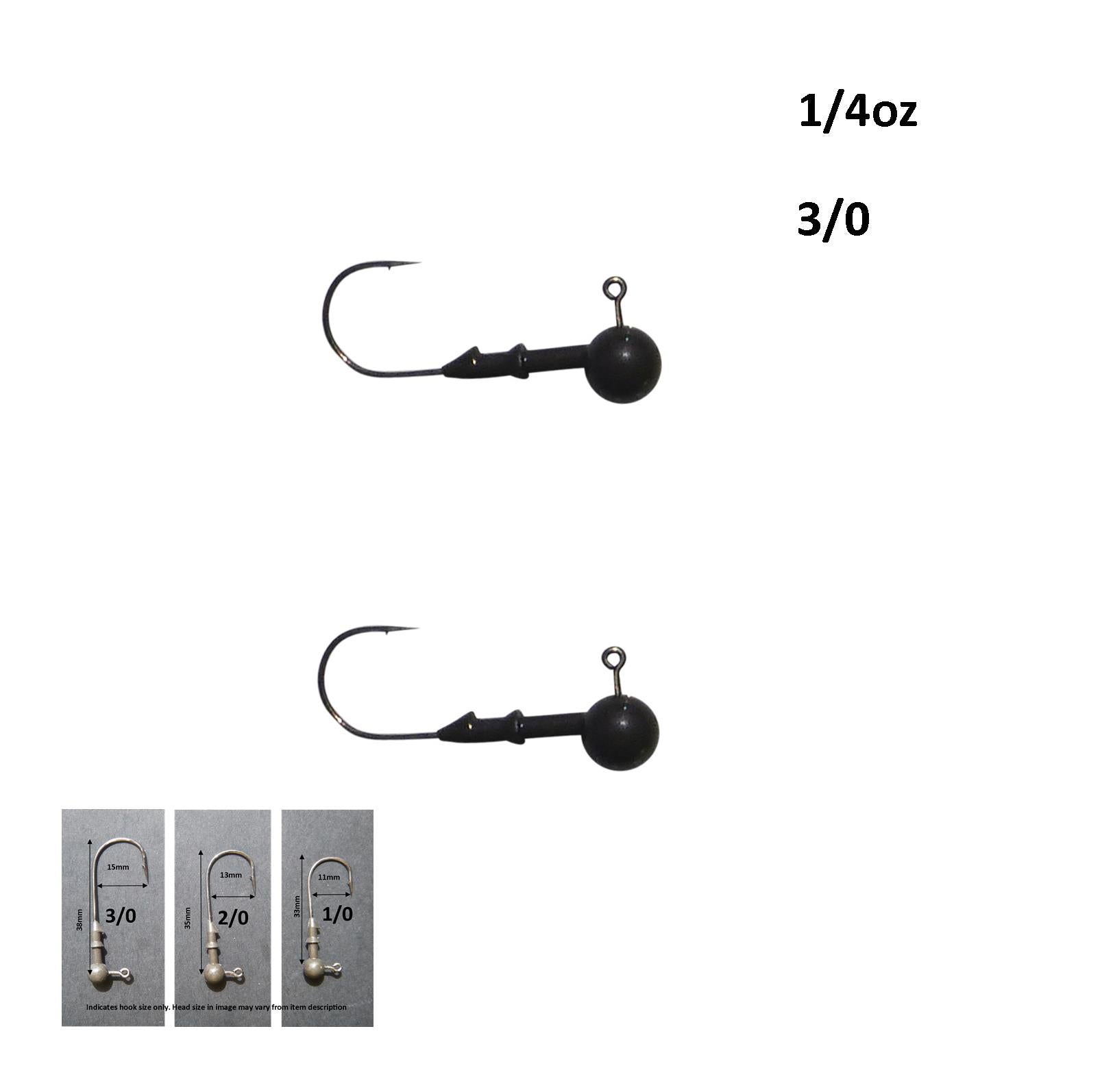 Vike 1/4 oz Round Jig Head with a Size 3/0 Hook Tungsten, 2 pack-1