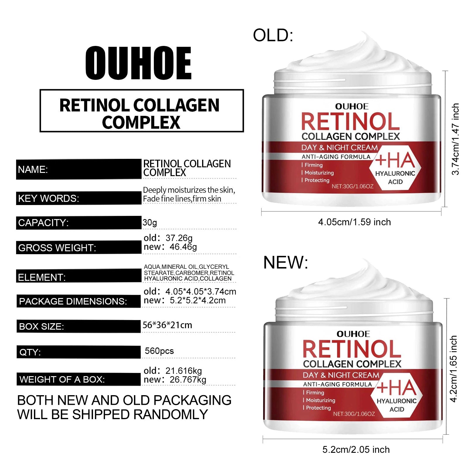 Retinol Moisture Cream Reduce Wrinkles Dark Under-Eye Circles.