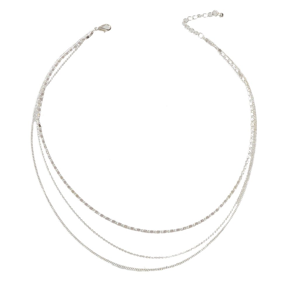 Women Collar Silver Multi-layer Chain Necklace Minimalist Party Decoration Gift-3