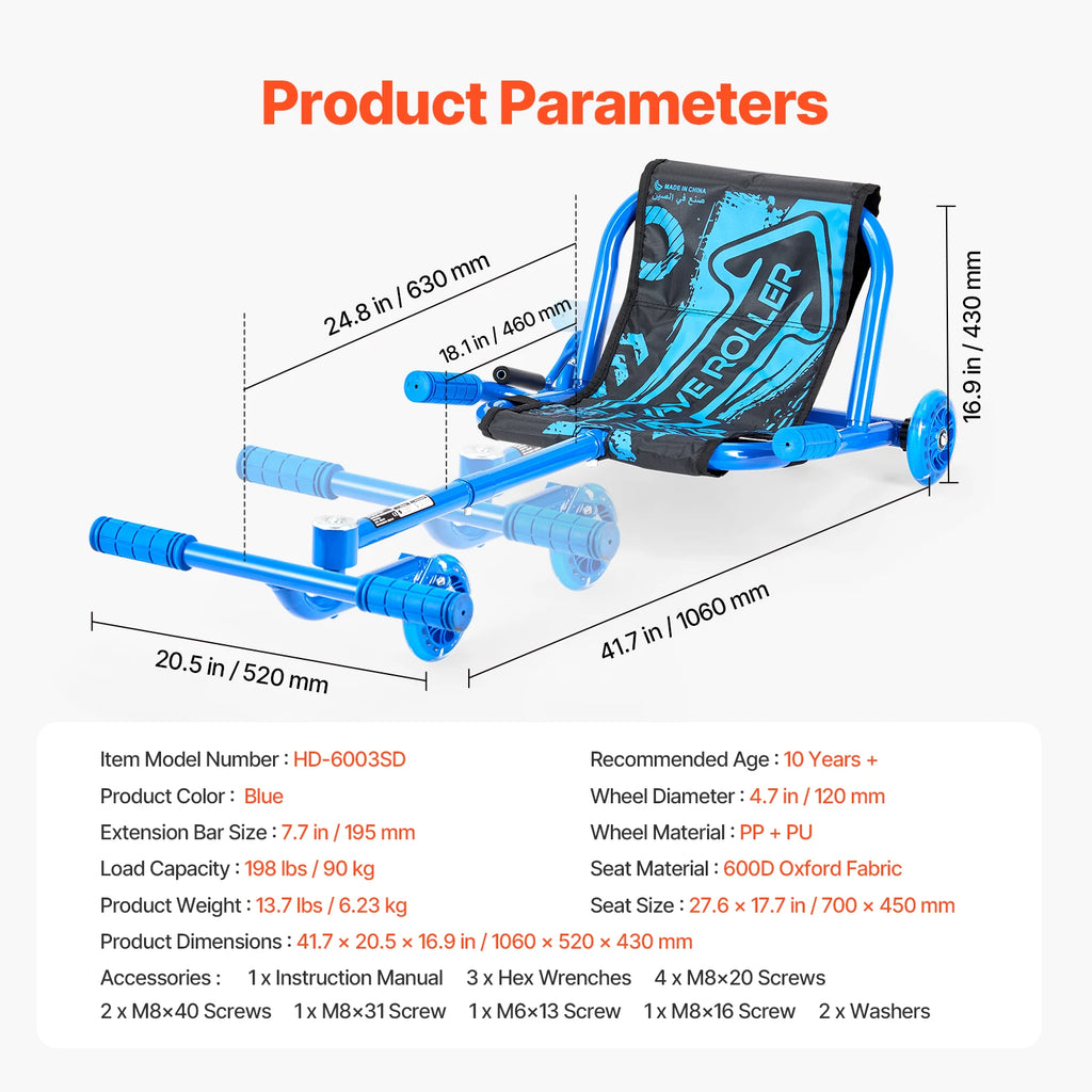 SucceBuy 198lbs Ride on Scooter Swing Side-to-Side Powered by Zig-Zag Motion Sports Games Drifting Toys for Children Gifts