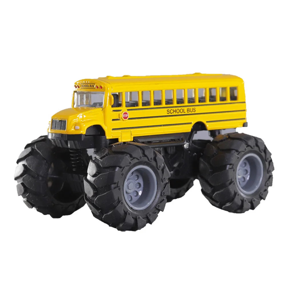 Monster School Bus Die Cast Metal Model Pullback Action Toy Monster Truck Big Wheels Play Vehicle Gifts for Kids Boys