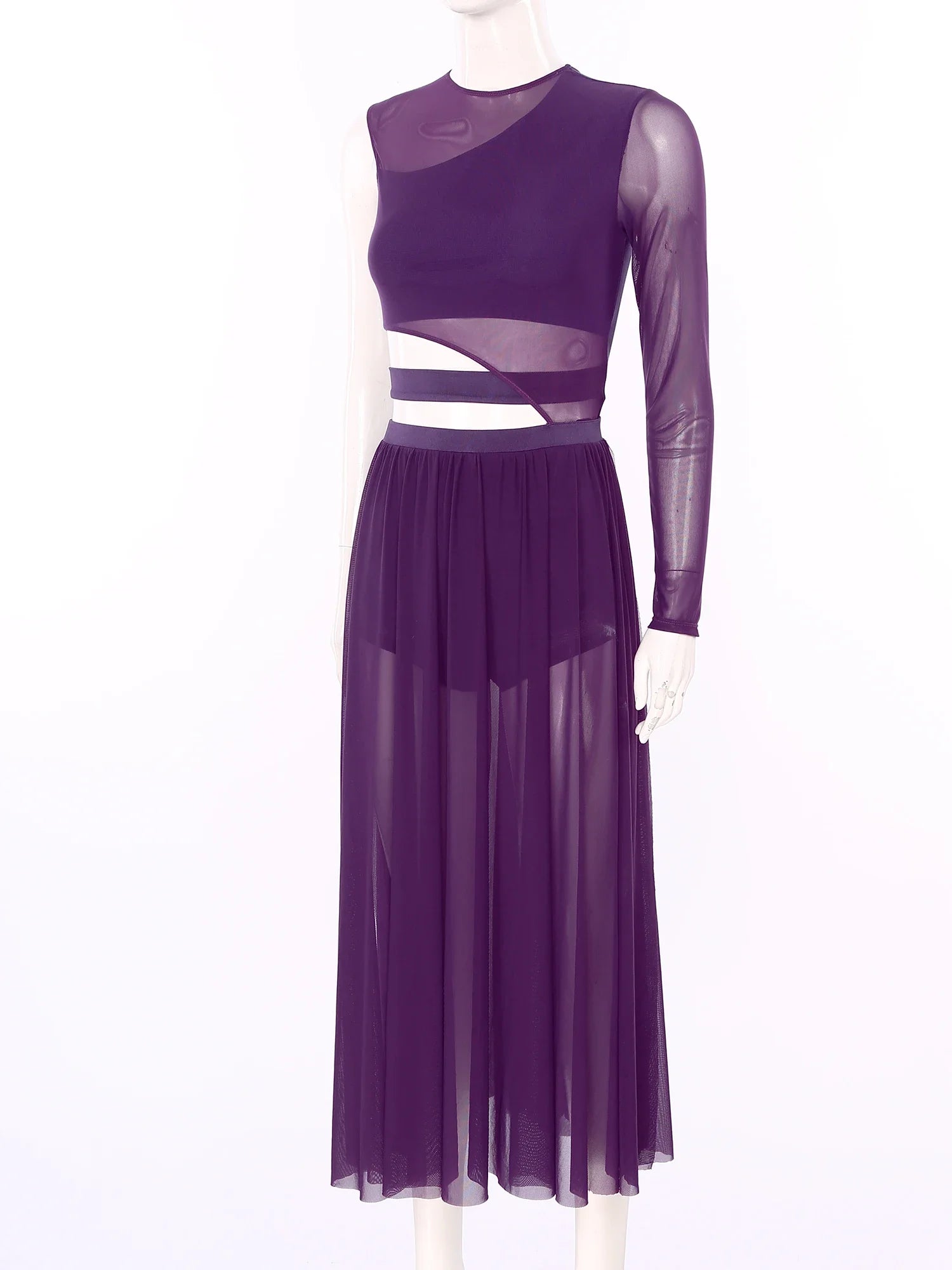 Women One Shoulder Long Sleeve Ballet Dance