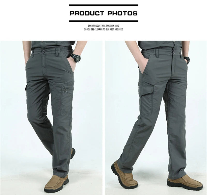 Men's Summer Tactical Cargo Pants Lightweight Casual Waterproof Trousers