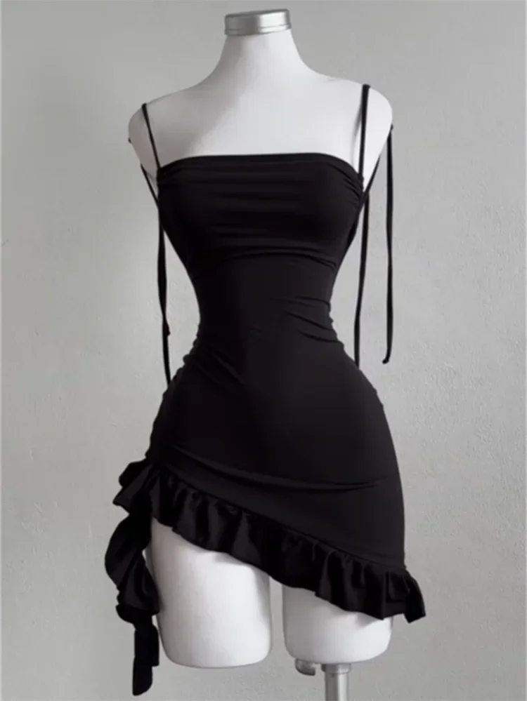 Sleeveless Backless Ruffles Mini Dress