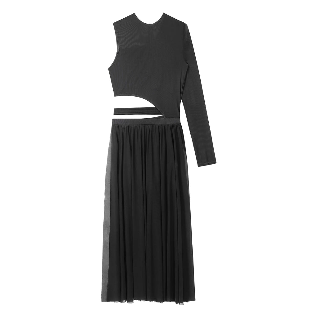 Women One Shoulder Long Sleeve Ballet Dance