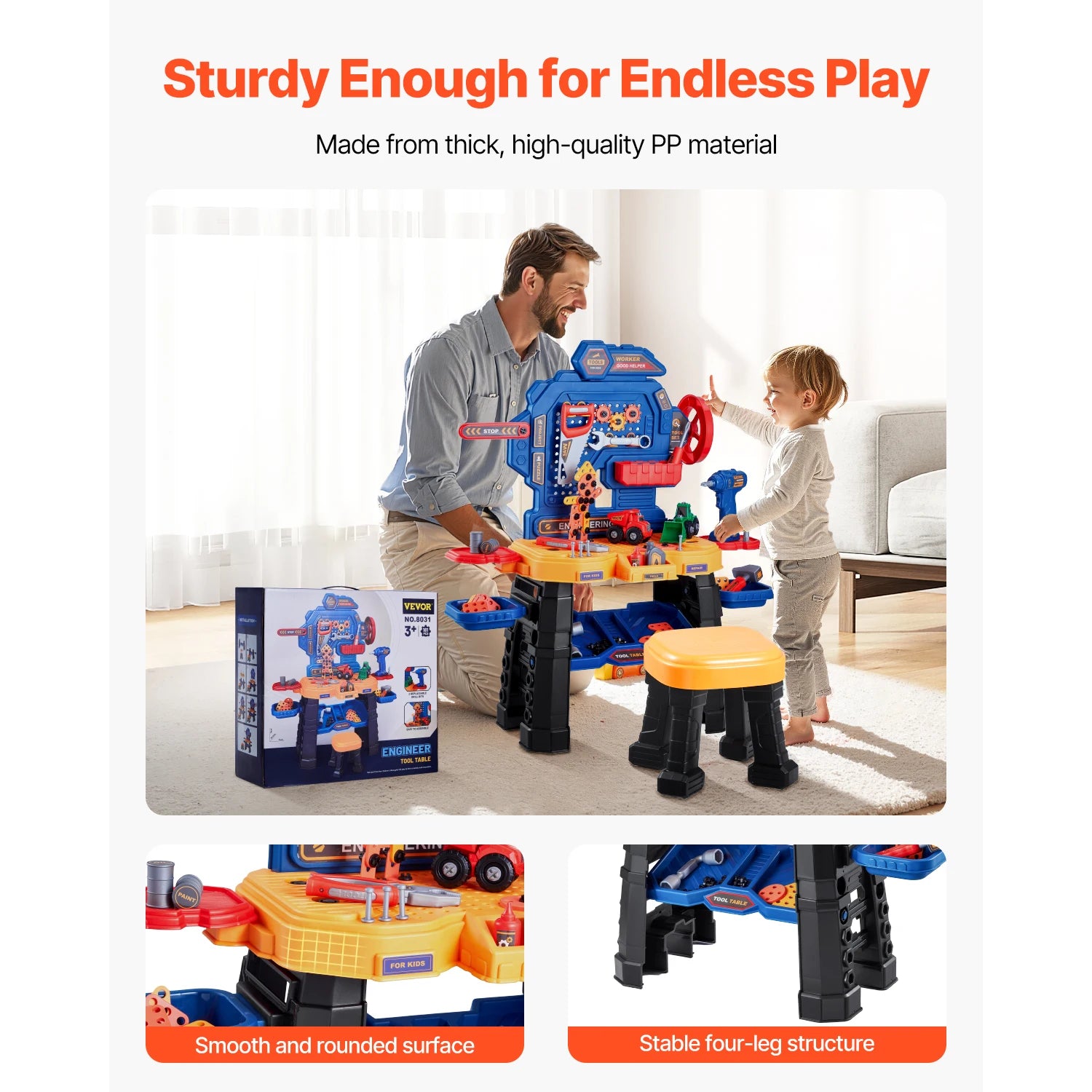 SucceBuy 181 pcs Kids Tool Bench Realistic Transformable Tool Set with Toddler Bench Pretend Play Learning Gift for Children Toy