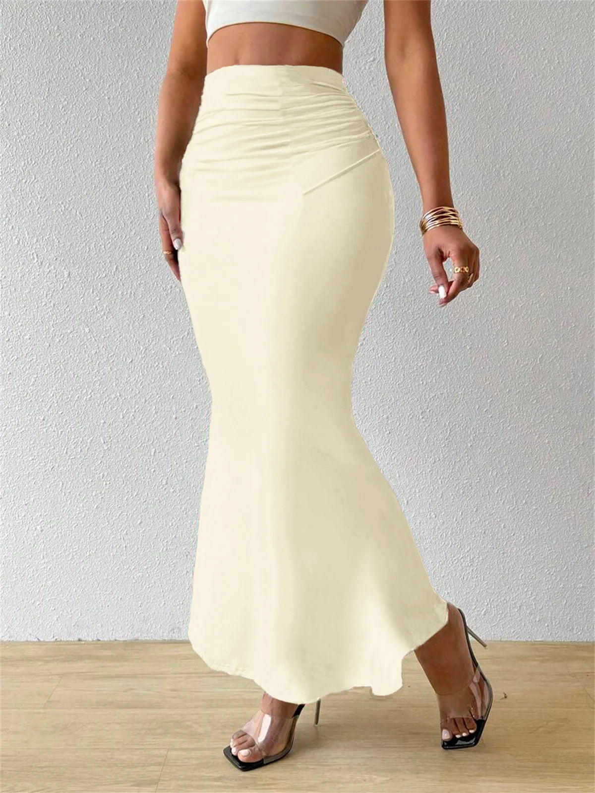 Women Solid Slim Fishtail Skirt