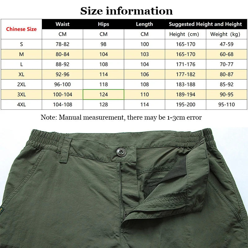 Men's Summer Tactical Cargo Pants Lightweight Casual Waterproof Trousers