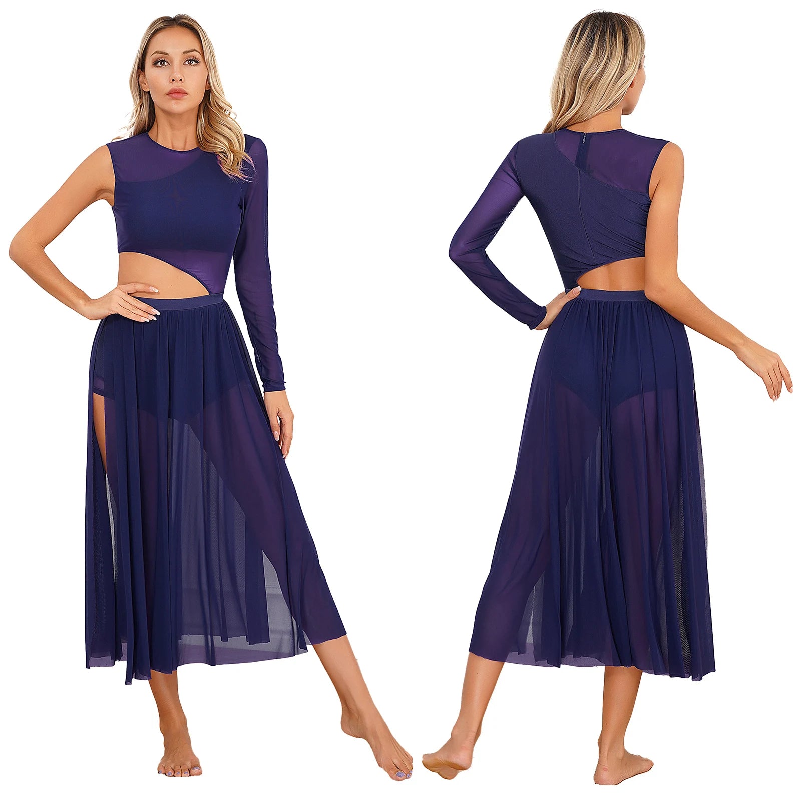 Women One Shoulder Long Sleeve Ballet Dance