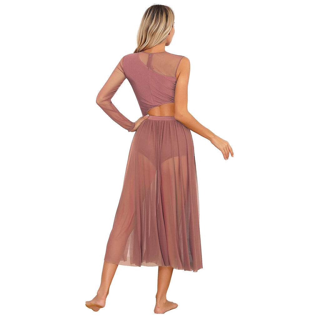 Women One Shoulder Long Sleeve Ballet Dance