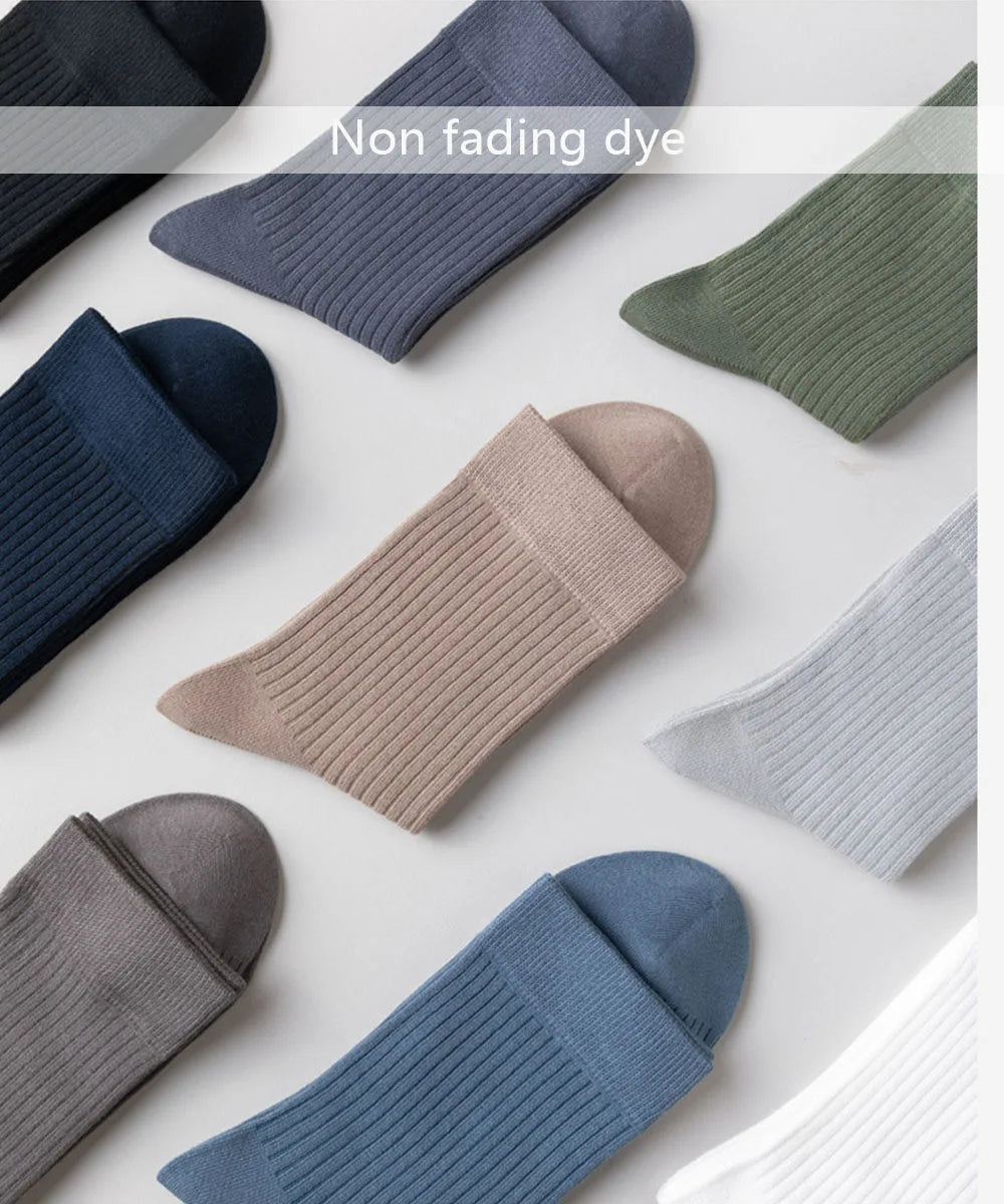 5 Pairs 100% Cotton Women Men Socks Soft Casual Solid (overseas product)
