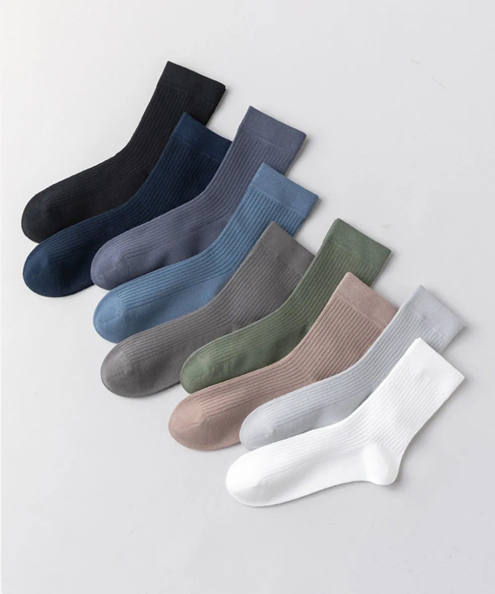 5 Pairs 100% Cotton Women Men Socks Soft Casual Solid (overseas product)