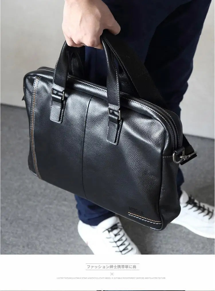 High Quality Cowhide Men's Business Handbag shoulder bag 100% Genuine leather