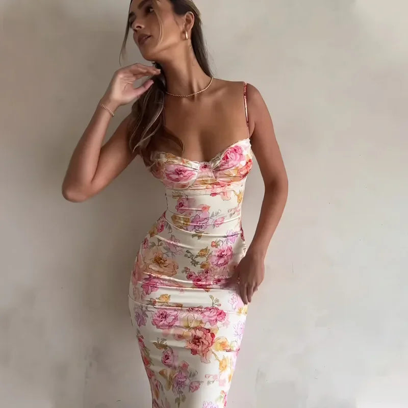 Summer 2025 Women's Floral Print Maxi Dress