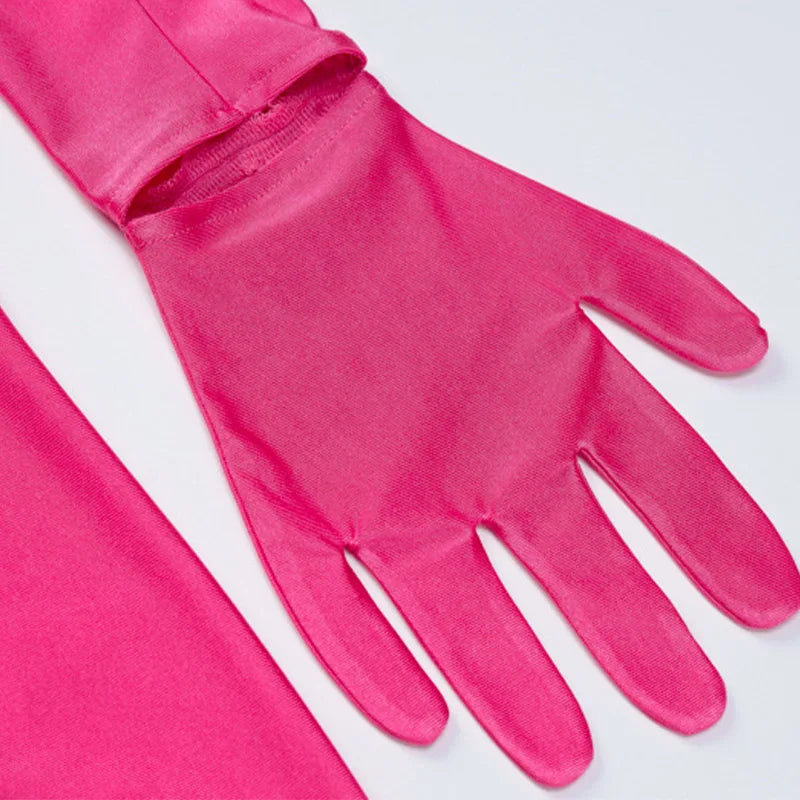 Solid Long Sleeve With Gloves Mini Dress.