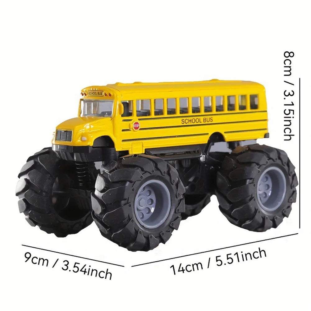 Monster School Bus Die Cast Metal Model Pullback Action Toy Monster Truck Big Wheels Play Vehicle Gifts for Kids Boys