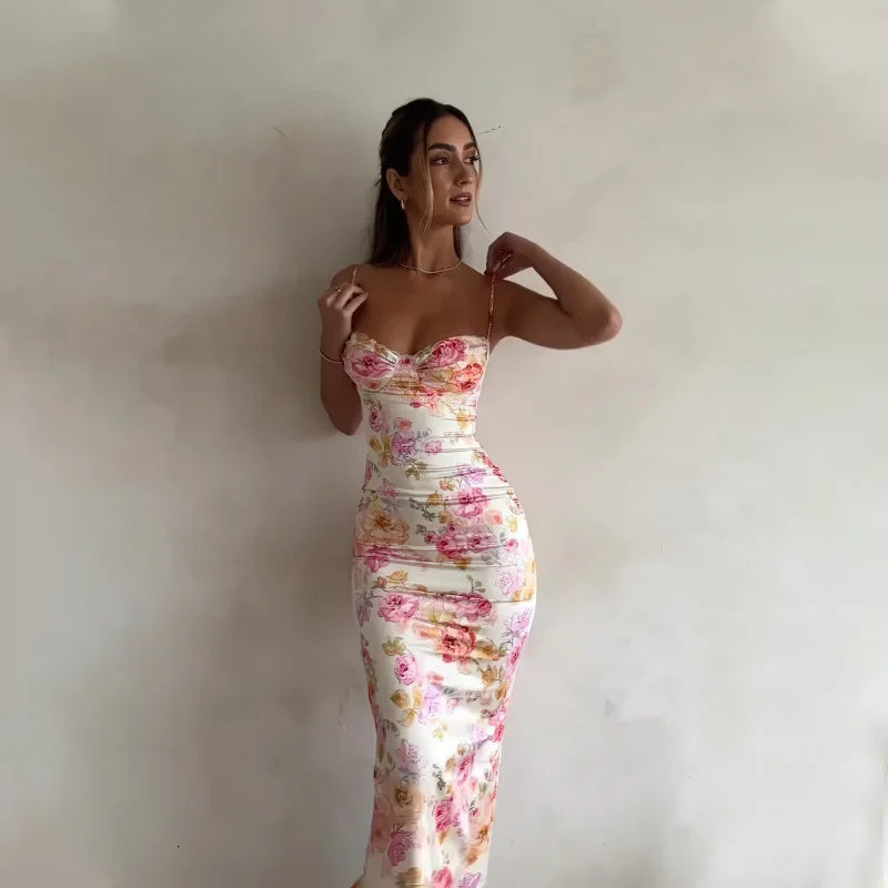 Summer 2025 Women's Floral Print Maxi Dress