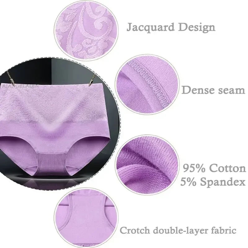 3Pcs/Lot Plus Size Underwear Women High Waist Women's Cotton Brief