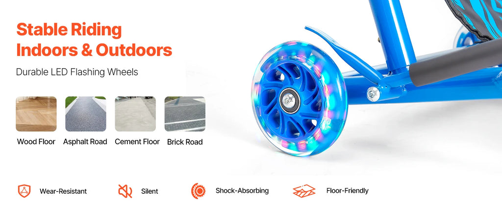 SucceBuy 198lbs Ride on Scooter Swing Side-to-Side Powered by Zig-Zag Motion Sports Games Drifting Toys for Children Gifts